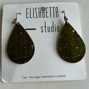 Vegan alternative to leather/ earrings/ pierced ears only/ measure 1 3/4 in L